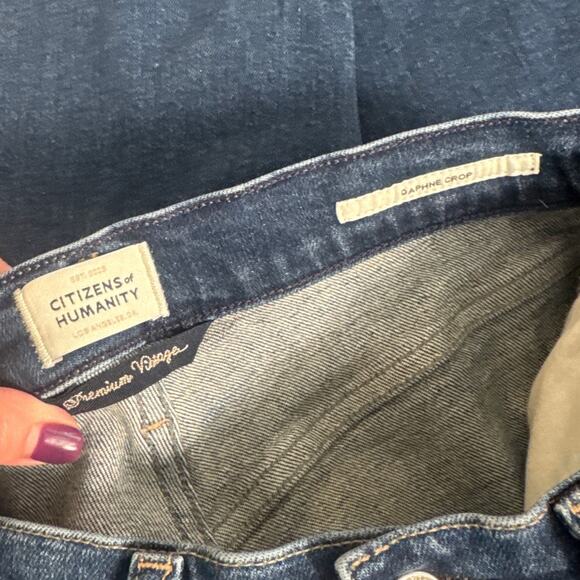 Citizens of Humanity High Rise Daphne Crop Jean Raw Hem Dark Wash Size 27 - Picture 5 of 10